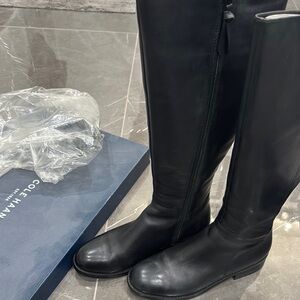 Cole Haan Black Leather Knee-High Boots